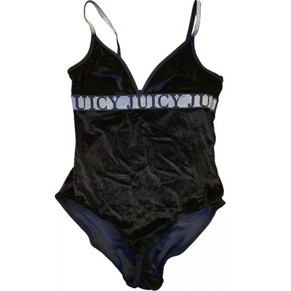 Juicy Couture One Piece Bodysuit Outfit Velvet Y2K Black gold Womens M - Picture 1 of 5